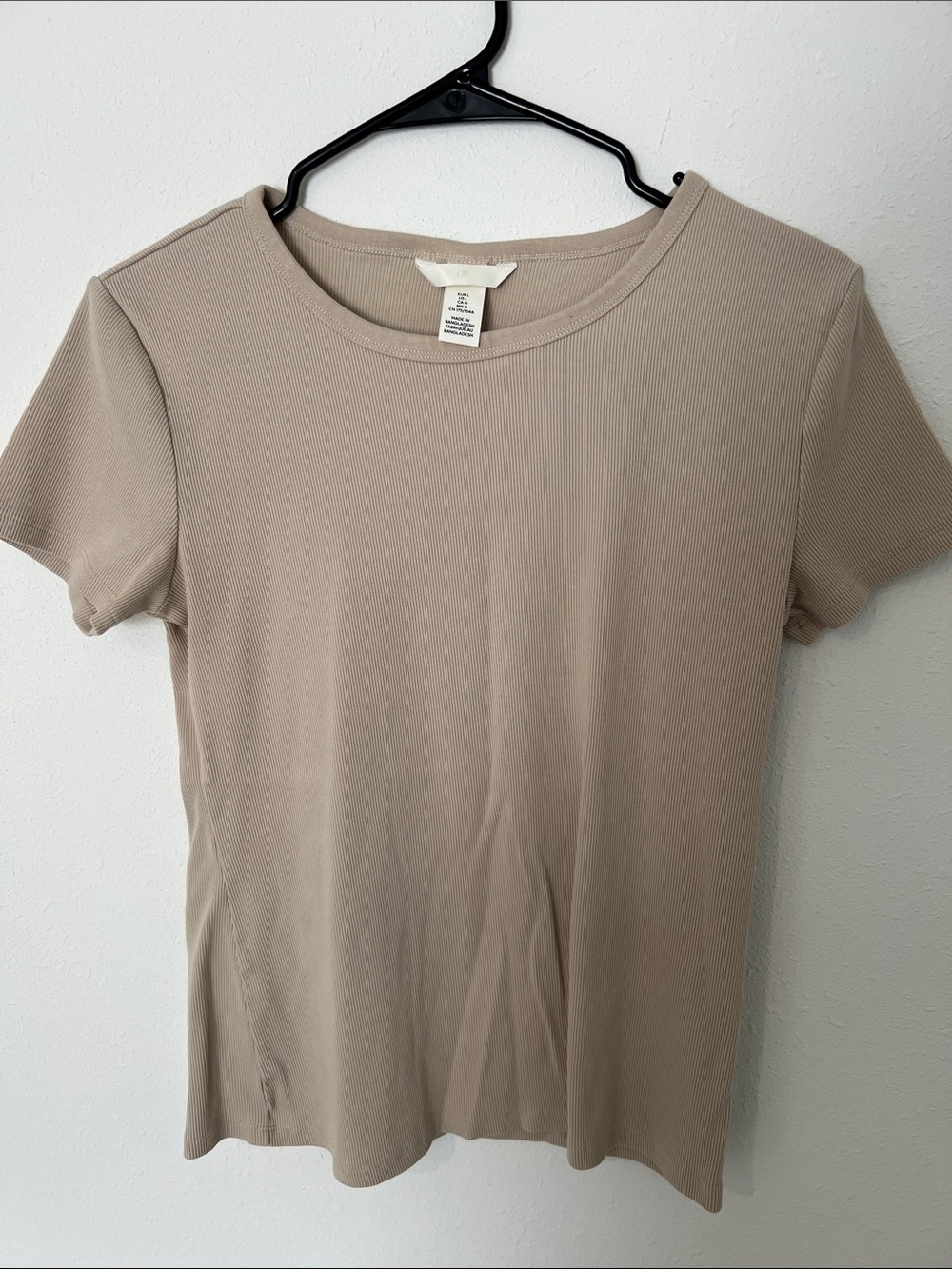 H&M Women’s Short Sleeve Ribbed Tee - Beige